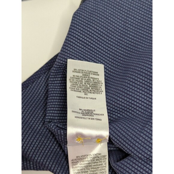 Ted Baker Mens Size 4 L Blue Bigidea Micro Dobby Flip Cuff Button Down Shirt - Picture 6 of 6